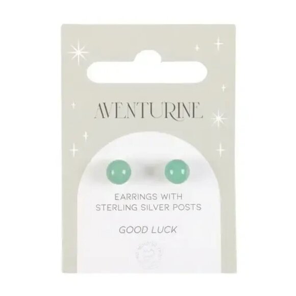 ($6) Semi Precious Crystal Earrings - Aventurine - Picture 1 of 4